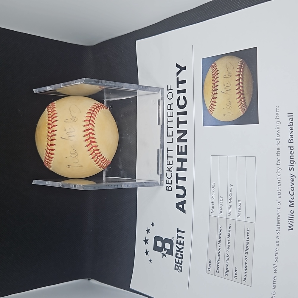 Willie mccovey autographed baseball beckett autographed letter included